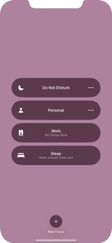 Press the required focus mode to activate or deactivate it immediately.