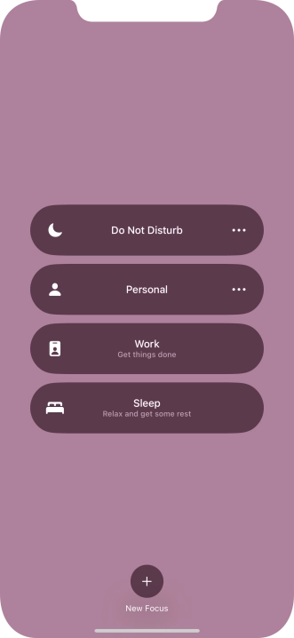 Press the required focus mode to activate or deactivate it immediately.