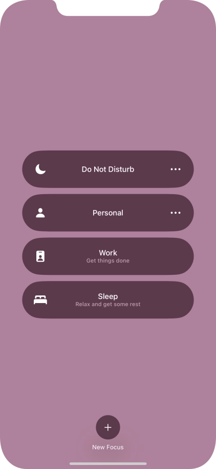 Press the required focus mode to activate or deactivate it immediately.