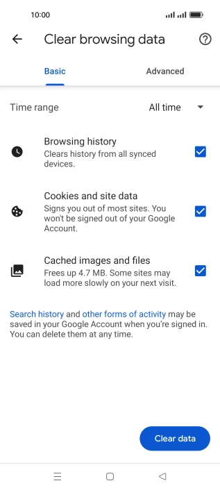 Press the fields next to the required data types.