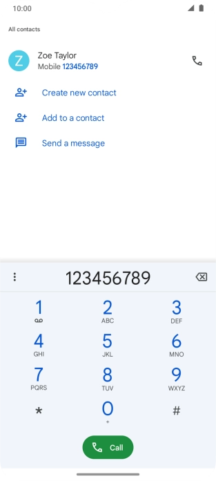 Key in the required number and press the call icon.