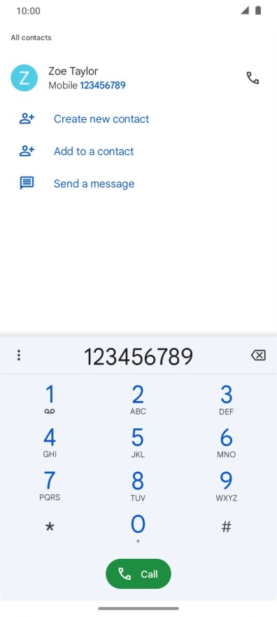 Key in the required number and press the call icon.