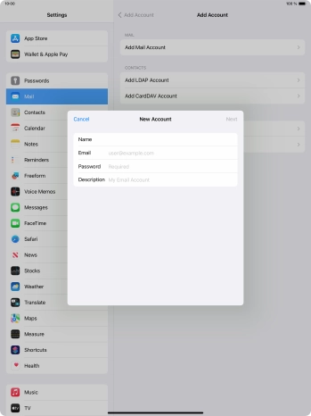 Press Email and key in your email address.