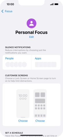 Press People and follow the instructions on the screen to select which contacts you would like to receive calls and notifications from when the selected focus mode is active.