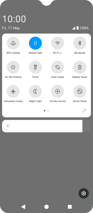 Press the flight mode icon to turn the function on or off.