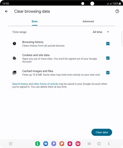 Press the fields next to the required data types.