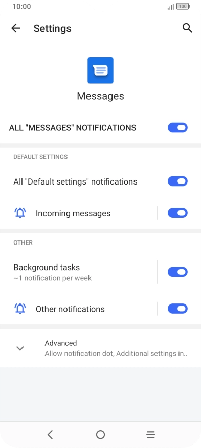Press Incoming messages.