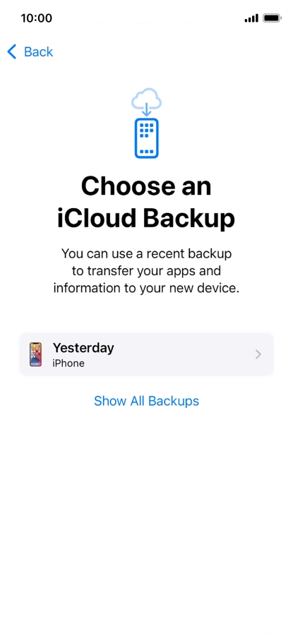 Press the required backup and your phone restores the content of the selected backup. Subsequently, follow the instructions on the screen to set up your phone and prepare it for use.