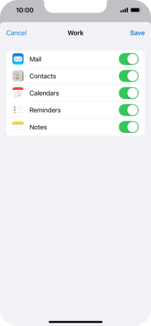 Press the indicators next to the required data types to turn synchronisation of each data type on or off.