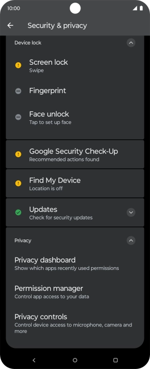 Press Privacy dashboard.