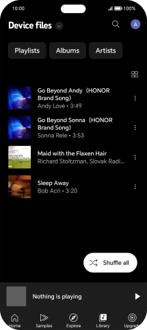 Press the required audio file.