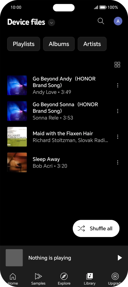 Press the required audio file.