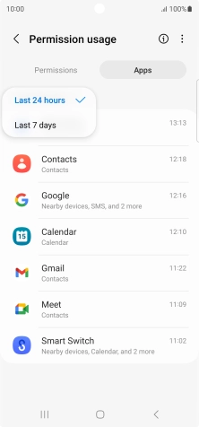 Press the required setting.