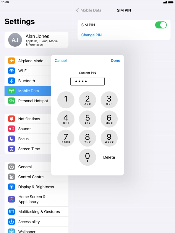 Key in your current PIN and press Done. Key in your current PIN and press Done.