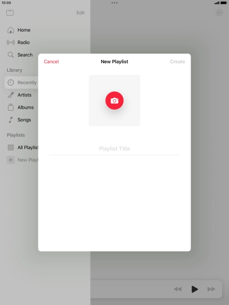 Press the text input field and key in a name for the playlist.