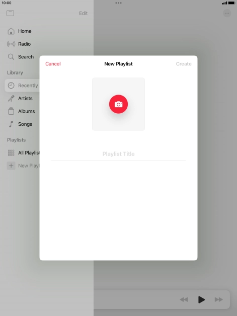 Press the text input field and key in a name for the playlist.