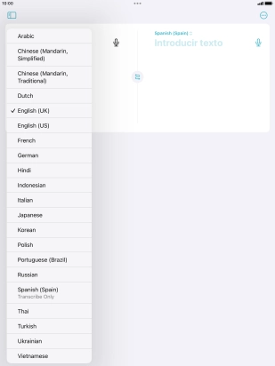 Press the required source language. Press the required source language.