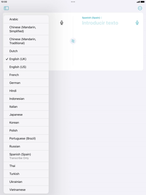 Press the required source language. Press the required source language.