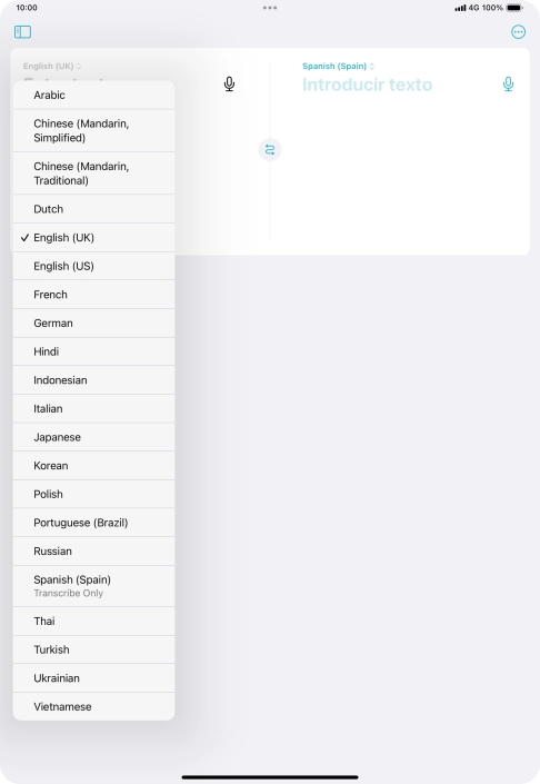Press the required source language.