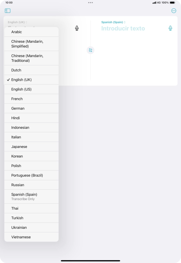 Press the required source language.