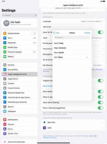 Press the required contact.