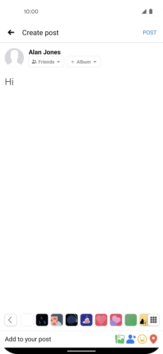Write the required text and press POST.