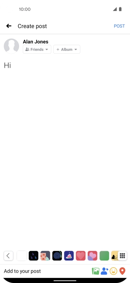 Write the required text and press POST.