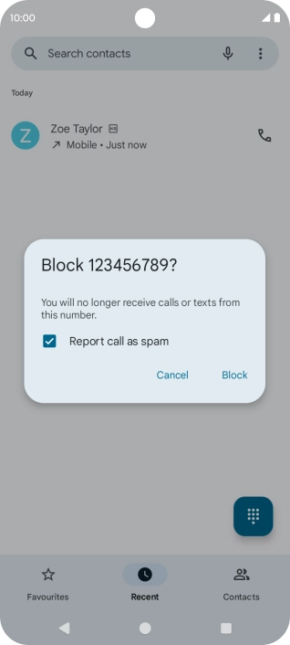 To report the number as spam, press the field next to 