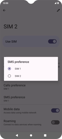 Press the required setting.