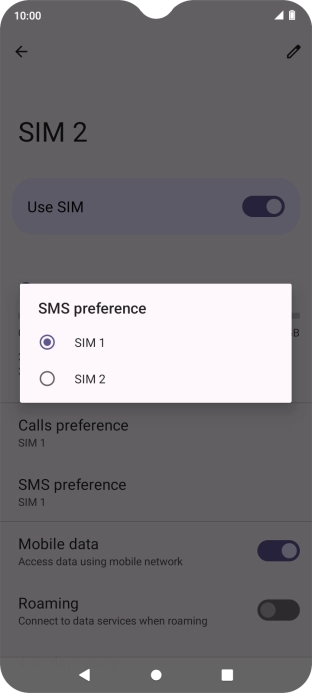 Press the required setting.