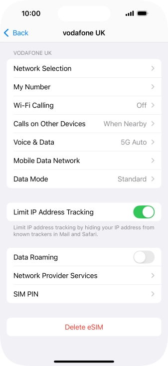 Press Delete eSIM and follow the instructions on the screen to delete your eSIM.