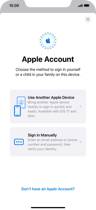 Press Sign in Manually.