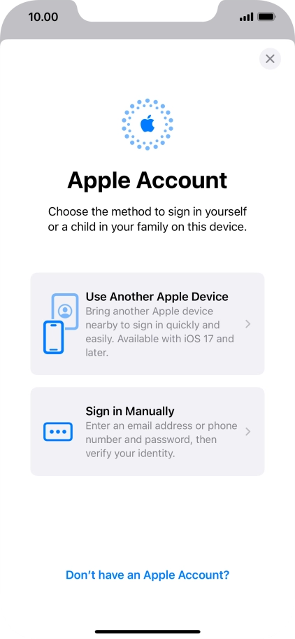 Press Sign in Manually.