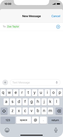 Press the text input field and write the text for your text message. Press the text input field and write the text for your text message.
