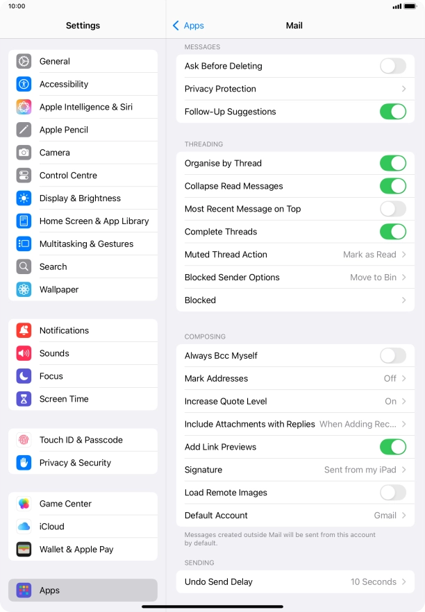 Press Default Account.