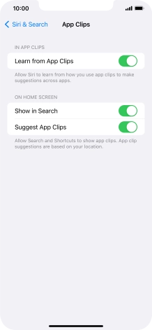 Press the indicators next to the required settings to turn them on or off.