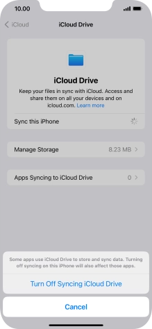 If you turn off the function, press Turn Off Syncing iCloud Drive.