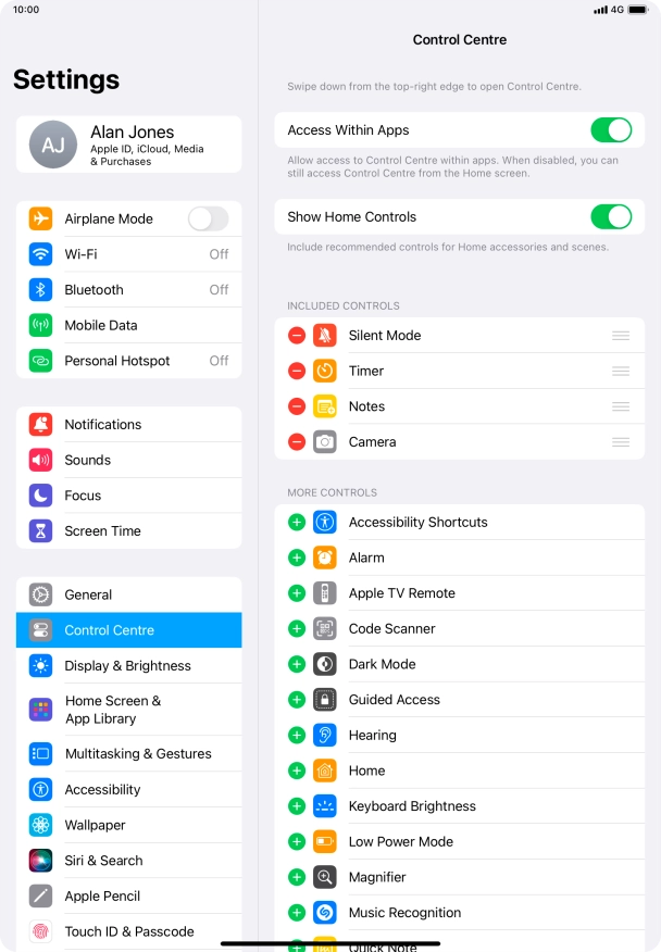Press the indicator next to 