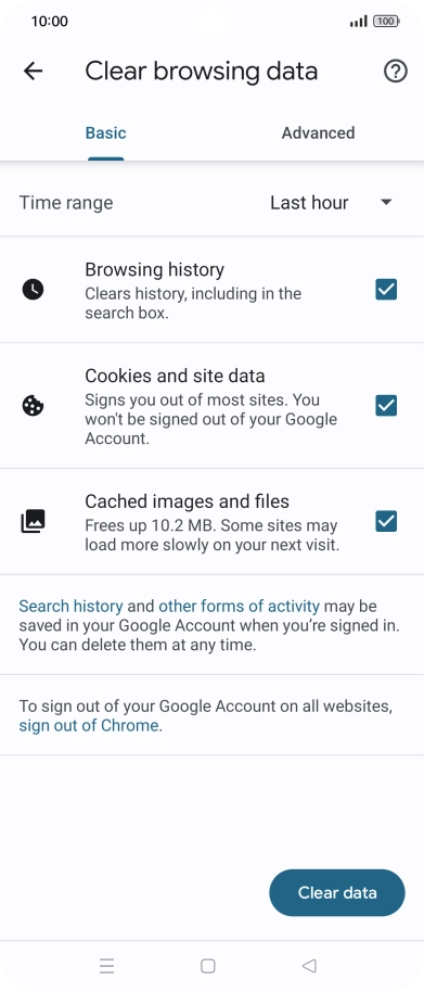 Press the fields next to the required data types.