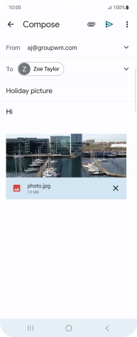 Press the send icon when you've finished your email message. Press the send icon when you've finished your email message.