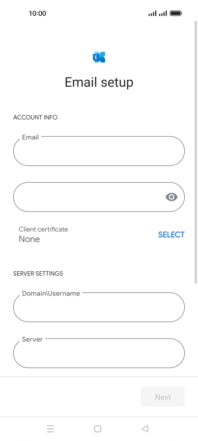 Press Password and key in the password for your email account.