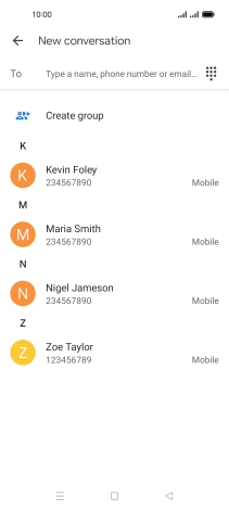 Press the search field and key in the first letters of the recipient's name.