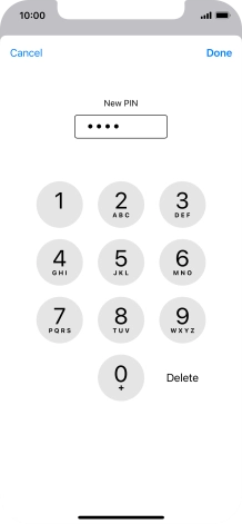 Key in a new four-digit PIN and press Done. Key in a new four-digit PIN and press Done.