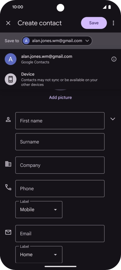 Press the required Google account.
