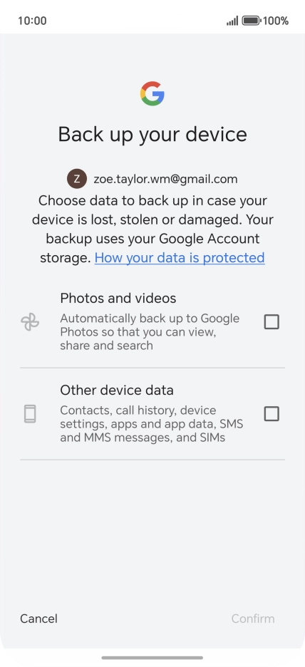 Press the fields next to the required data types to select them.