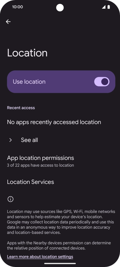 Press App location permissions.