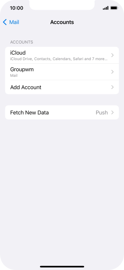 Press the name of the email account you've just set up.