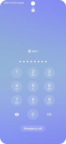Key in the PUK and press OK.