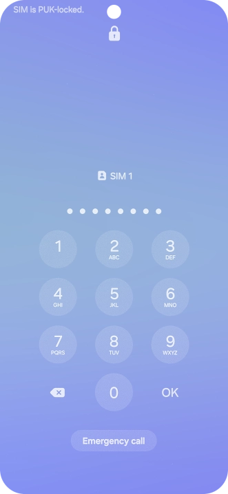Key in the PUK and press OK.