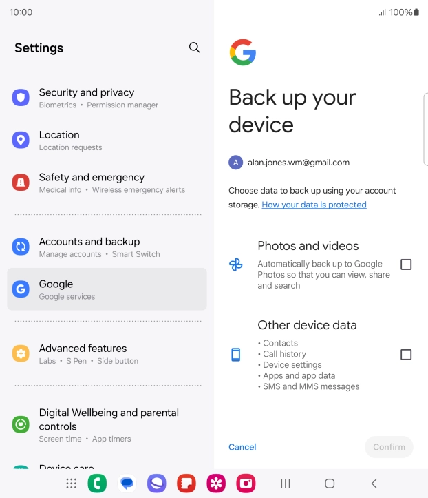 Press the fields next to the required data types to select them.